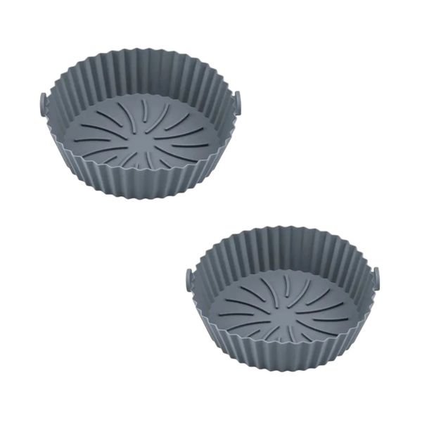 Non-stick Heat Resistant Reusable Air Fryer Silicone Liners Pack of 2 - Grey