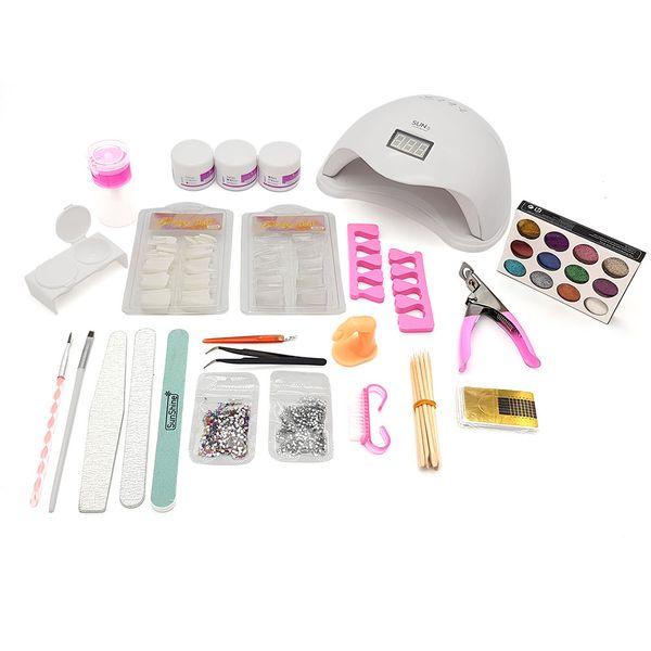 purpleX Acrylic Nail Starter Kit With 48w UV LED Nail Lamp