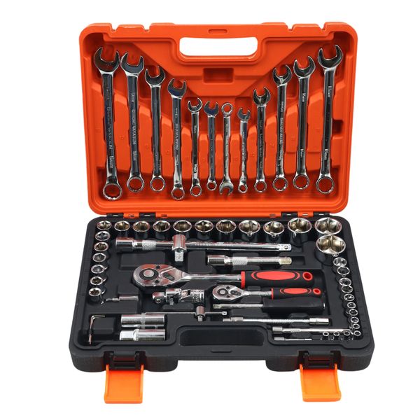 AIYI 61 Piece CR-V Socket Wrench &amp; Tool Set AY187-020