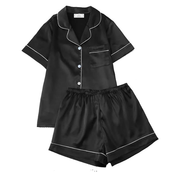 PJ Warehouse Black Satin Short Top and Short Pants PJ