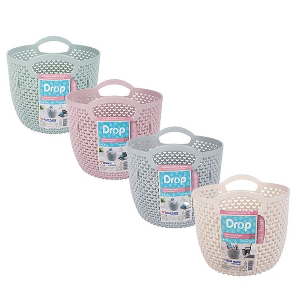Bulk Pack x 8 Basket Plastic 15x12cm 1,5Liter Round Drop Design