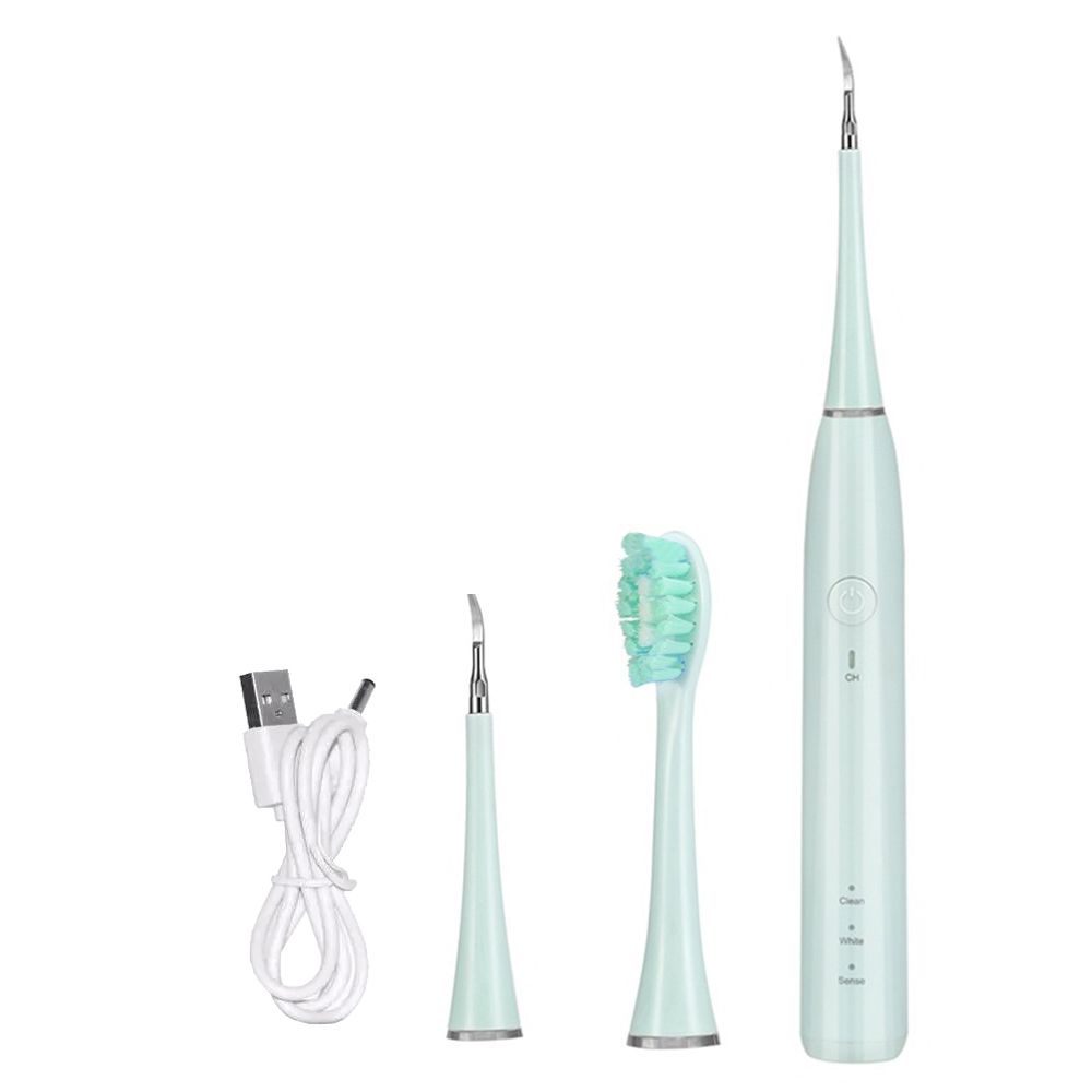 Portable 3In1 Waterproof Electric Ultrasonic Teeth Cleaner Kit Blue