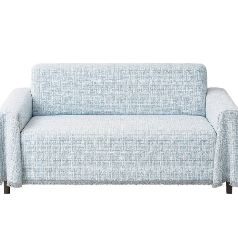 Blue couch throw white Chenille couch cover/ protector throw Sofa Blanket