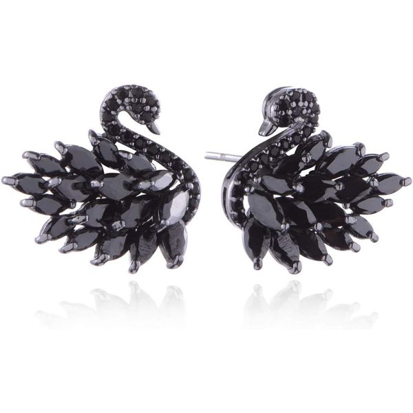 Swan Stud Earring for Women Lovely CZ Stud Earrings Sterling Silver 3DCubic