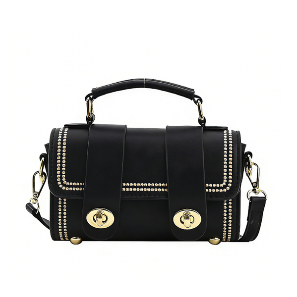 Vintage High-End Handbag, Fashionable Leather Shoulder Bag - Black