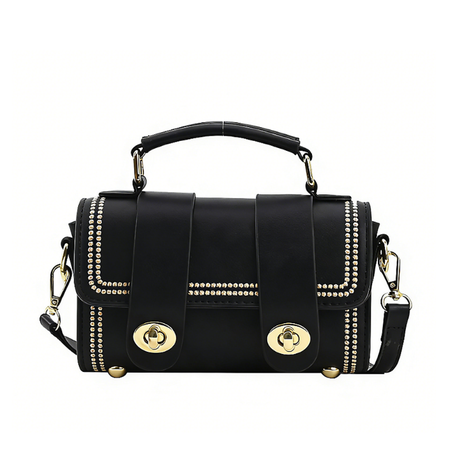 Vintage High-End Handbag, Fashionable Leather Shoulder Bag - Black Image