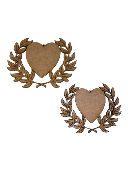 Wooden Heart With Leaf Vines Combo