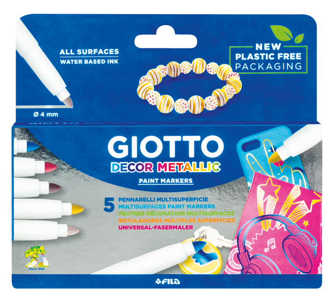 Giotto Decor Metal 5 Metallic Ink Fibre-Tip Pens