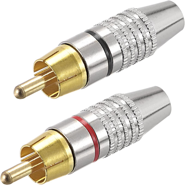 RCA Male Connectors Video Adapters Less Type Gold 5 Red, 5 Black, 10 Pack