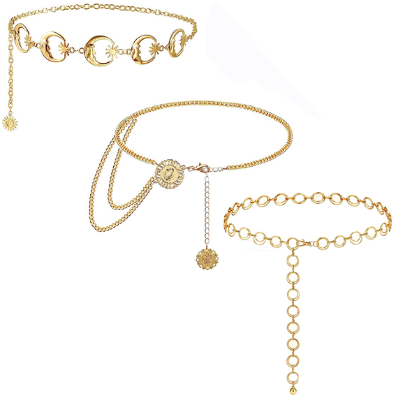 Adjustable Waist Chain Belt Decorated Skinny Waist Belt Dress Belt