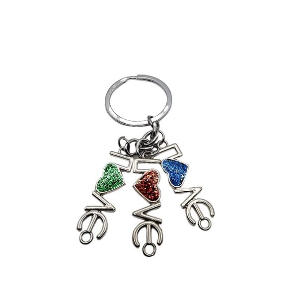 Metal Keychain with Love Charms