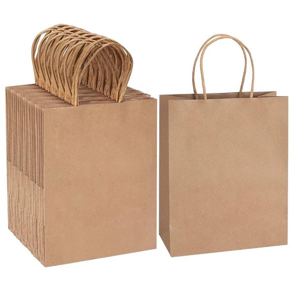 Kitchen Multifunctional Recyclable Paper Bags With Handles 24 Piece - 21cm