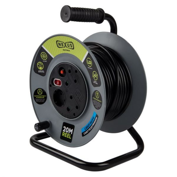 Extension Reel - Plastic - 10A 20m - 2 Pack