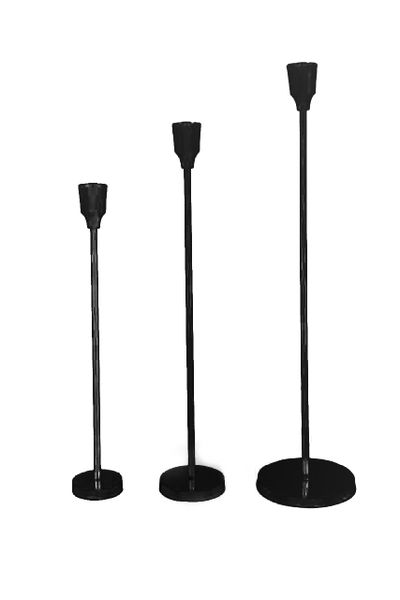 Elegant Dinner Candle Holder Black Finish ( Set of 3 Pcs)