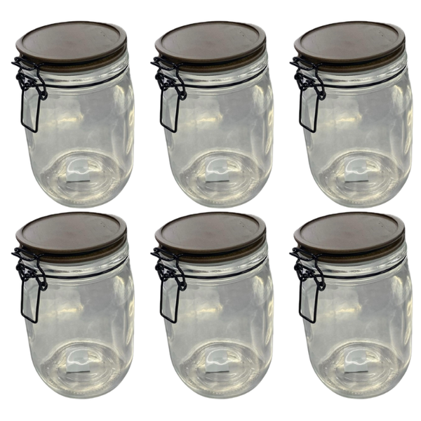 Airtight 1L Glass Storage Jar Set (6-Piece) - Clip Lock