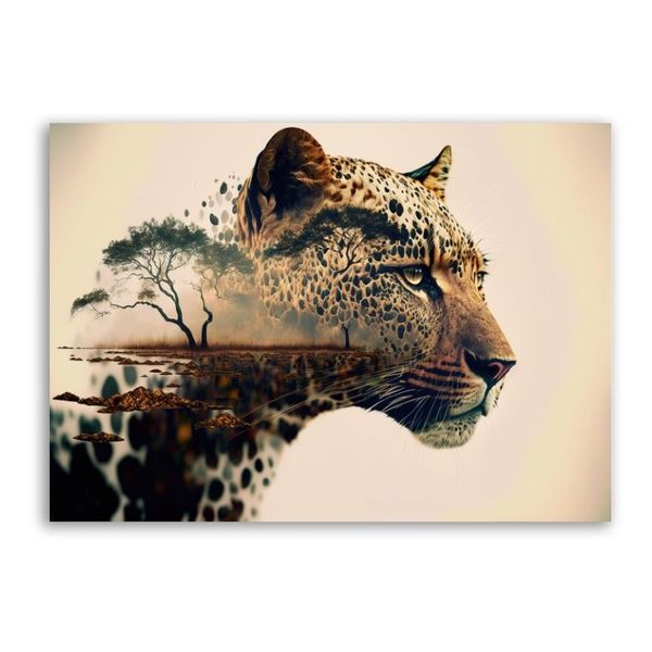 Watercolour Leopard Canvas Abstract Wall Art