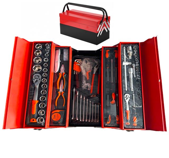 85 Piece Hand Tool Socket Wrench Household Set with Metal Mechanic Tool Box