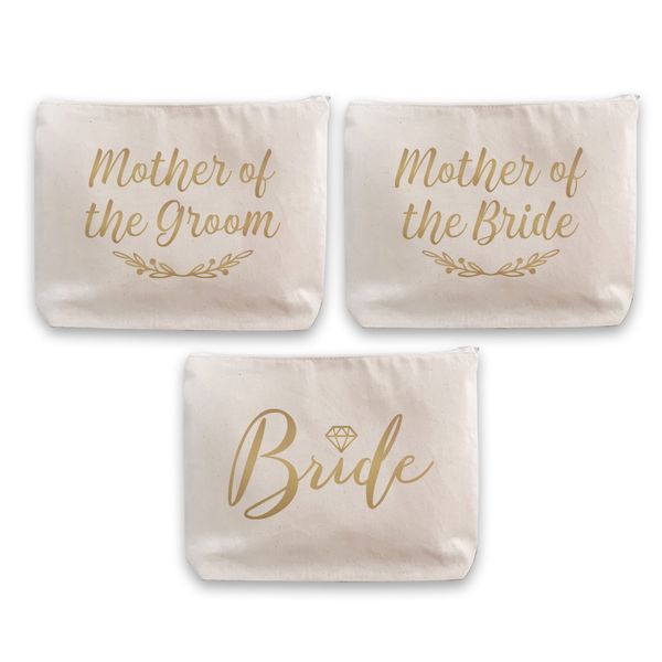 Cream Bride, Mother Of The Bride &amp; Mother Of The Groom make up bag set of 3