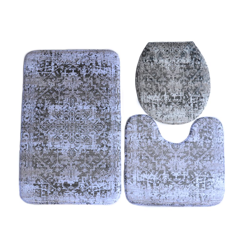 Cape Art Memory Foam 3 Piece Bath Mat Set Classic Grey Oriental Shop