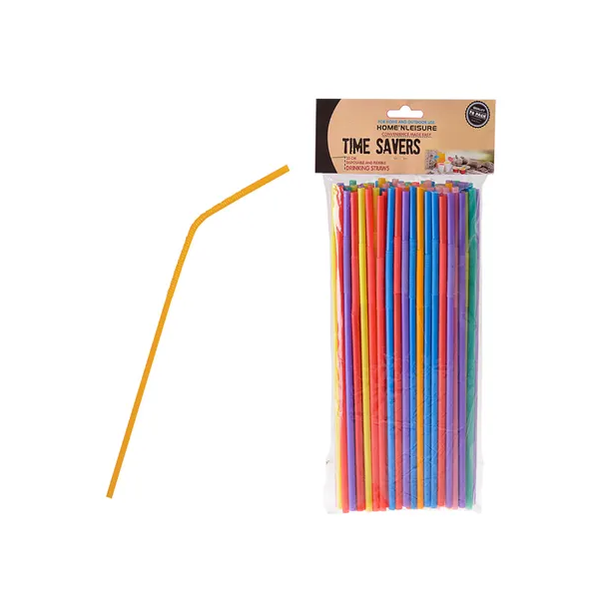 Kitro Mixed Color Flexible Straws 33 cm, 140-piece