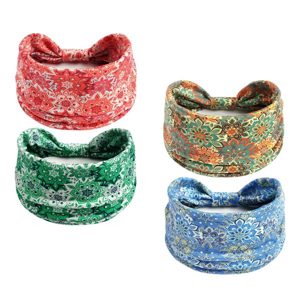 Headband / Sweatband Bohemian Style Fitness Flowers Wide Headbands -4 Piece