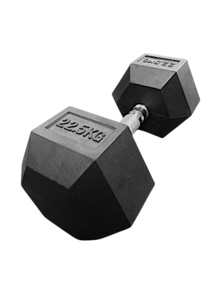 i-Fitness Single 22.5kg Rubber Hexagon Dumbbell