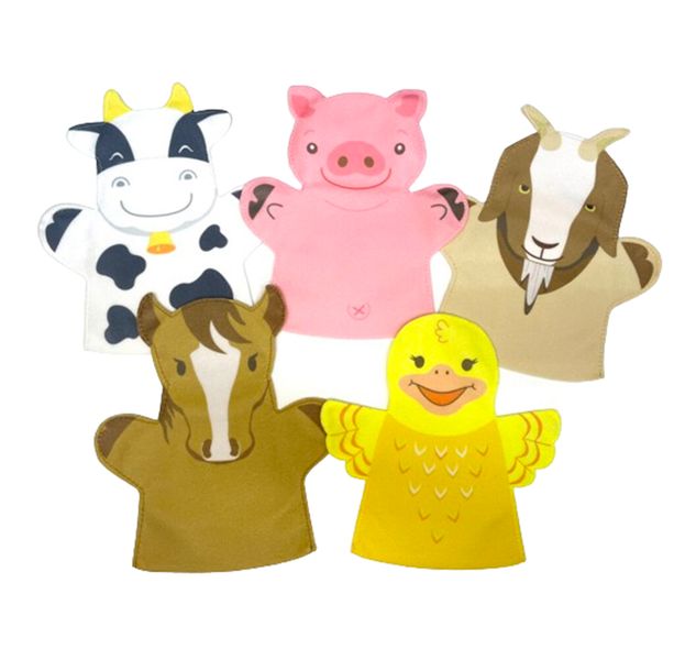 Farm Animals Hand Puppets Set - 5 Piece