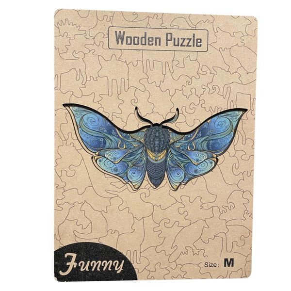 Wooden Animal Puzzles- Blue Moth