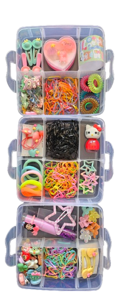 3 - Tier Girls Hairs Accessories Set - 880 Pieces