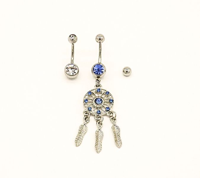 Fabulae Belly Ring Set With Spare Ball, Indigo