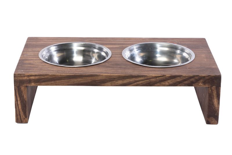 Raised Pet Feeder For Small To Medium Dogs With 2 Stainless Steel Bowls