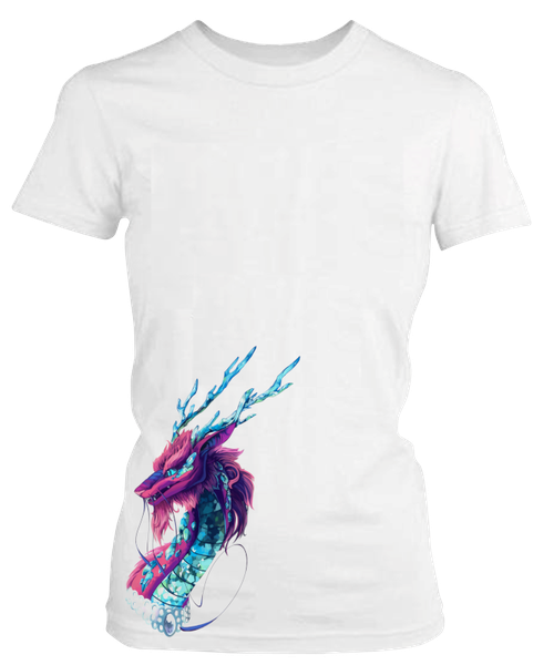 PepperSt Ladies White T-Shirt - Crysta lDragon
