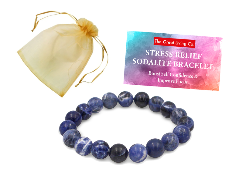 Stress Relief Sodalite Bracelet. Boost Self Confidence, Improve Focus - 8mm