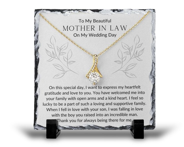 To My Beautiful Mother-in-Law On My Wedding Day v1 For Her Gift Rock Slate