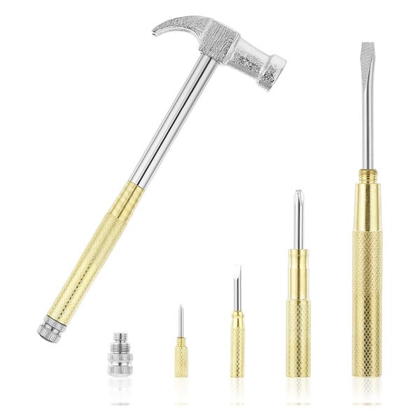 Mini Hammer 6 in 1 Small Hammer Brass Hammer Screwdriver with Screwdriver H