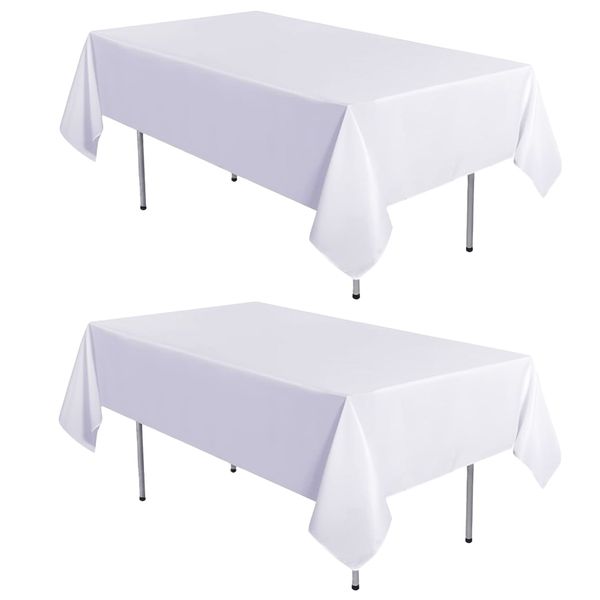 Fabric First Elegant Washable Tablecloth - White 2 Pack (150x250cm)