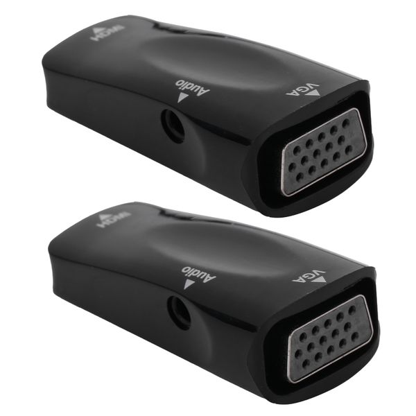 2pcs 1080P Video Adapter HDMI Female to VGA Female with 3.5mm Audio Output