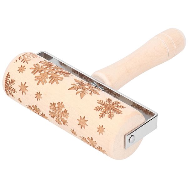 Embossed Rolling Pin 3D Wooden Christmas Rolling Pin