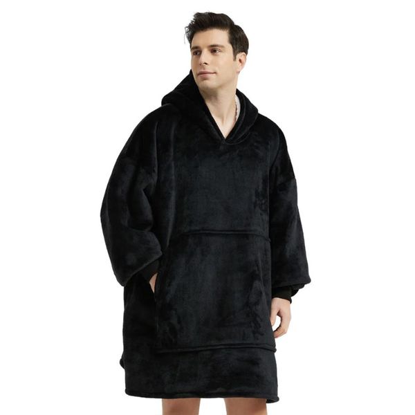 Over-sized Black Fleece Hoodie - One Size