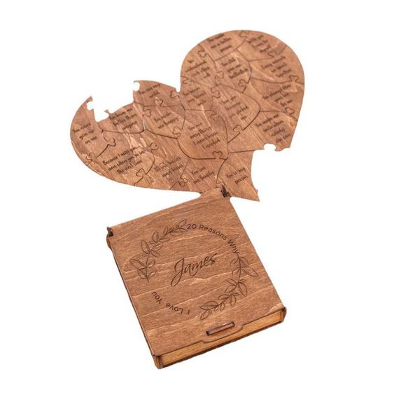 Wooden Heart Puzzle, Valentines Day Heart Shape Puzzles