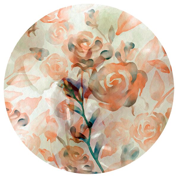 Peach Flowers and Watercolour Roses Round Tablecloth