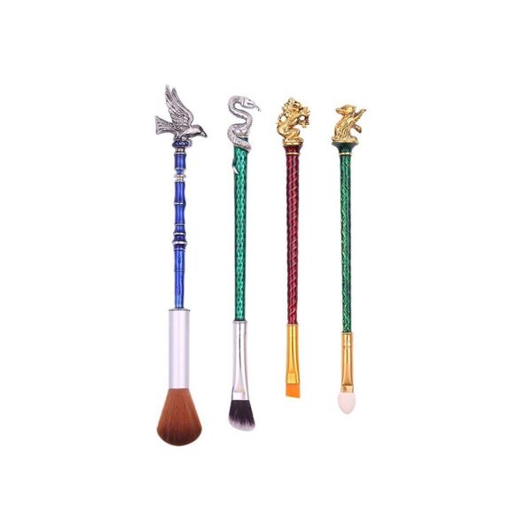 Harry Potter 4 Piece Houses Soft Makeup Brush Set for Women With Bag
