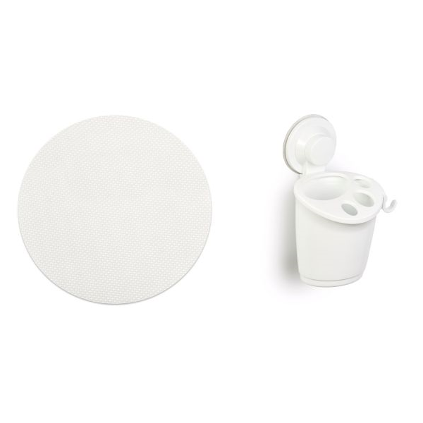 White Plastic Toothbrush Holder &amp; Non Slip Bath Tub Stickers - 6 Pack