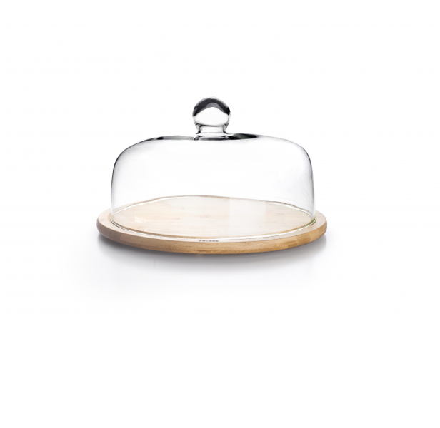 Ibili Glass Cake Dome with Wooden Base - 36cm