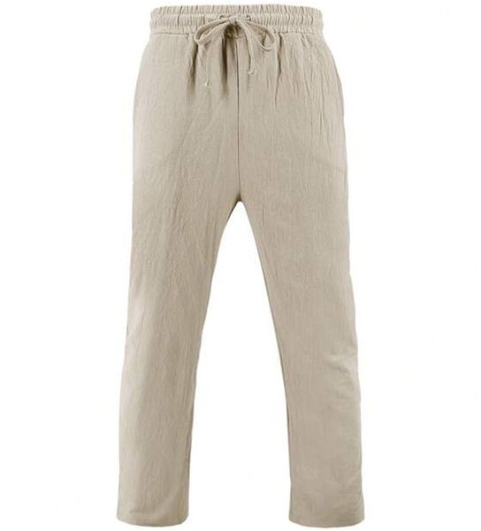 Men's Relaxed Fit Linen Pants - Above Ankle Casual Pants for Men - Black
