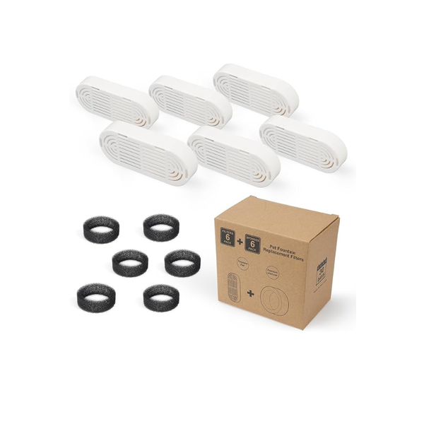 6 Pack Filters For Large Stainless Steel Pet Fountain: 7 Litres