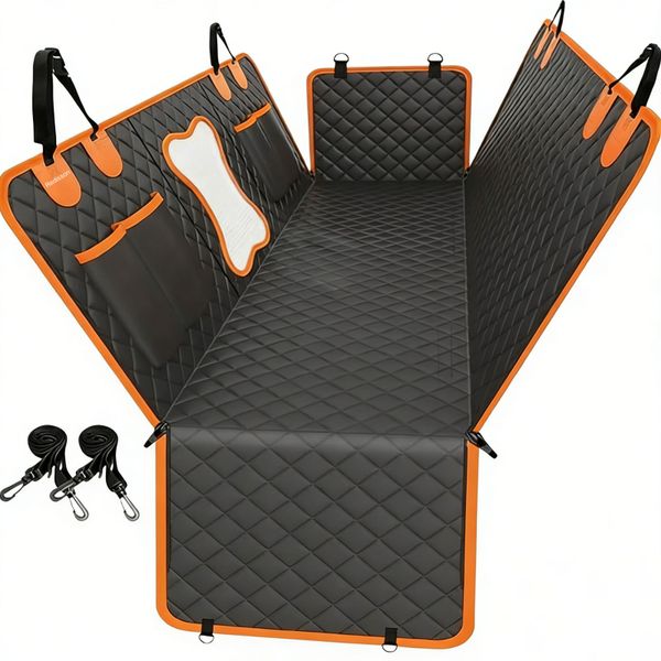 Redisson Waterproof Dog Car Seat Cover with Mesh Window &amp; Side Pockets