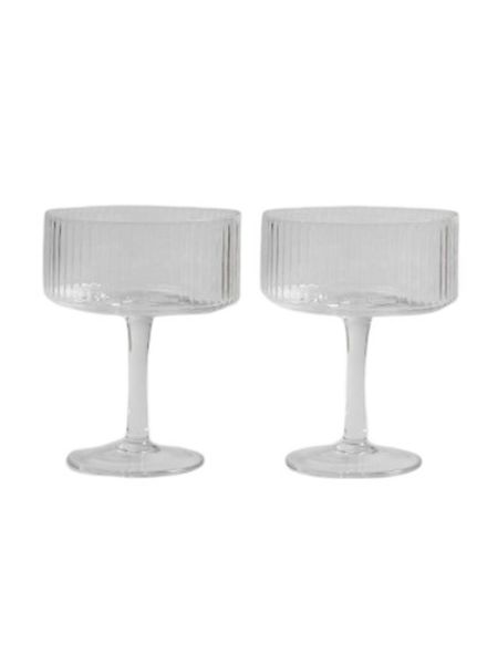Elegant Design Crystal Stripe Polar Champagne Glass Set 220mL- 2 Piece