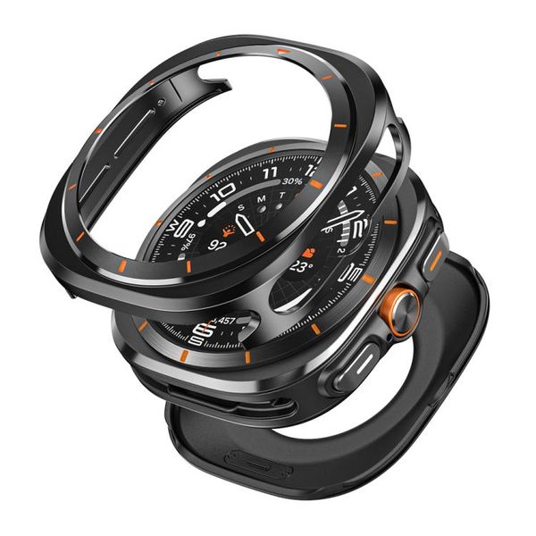 Metal Case Compatible With Samsung Galaxy Watch Ultra-Black/Orange