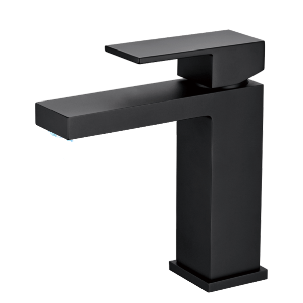 Single Lever Square Basin Mixer Matt Black